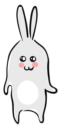 A cute grey rabbit with pink chin vector color drawing or illustrationのイラスト素材