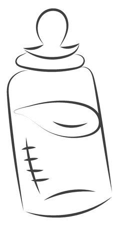 Milk in a feeding bottle with a nipple on it vector color drawing or illustrationのイラスト素材
