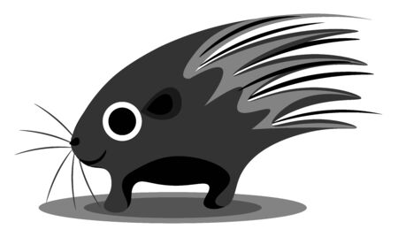 A dark little porcupine with a coat of sharp spines vector color drawing or illustrationのイラスト素材