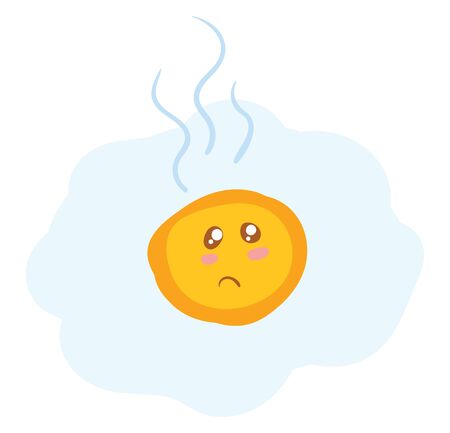 White and yellow yolk of an egg looking sad vector color drawing or illustrationのイラスト素材