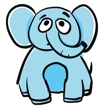 A cute big blue elephant looking sad vector color drawing or illustrationのイラスト素材
