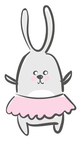 A cute little rabbit wearing a pink skirt vector color drawing or illustrationのイラスト素材