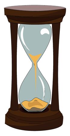 A modern sand clock made of glass and wooden frame vector color drawing or illustration