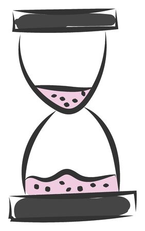A sand clock made of glass and violet sand vector color drawing or illustration
