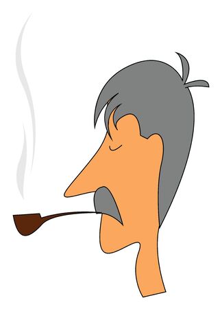 A man who is smoking with his eyes closed vector color drawing or illustrationのイラスト素材