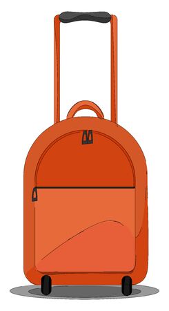 A big orange suitcase with long handle vector color drawing or illustrationのイラスト素材