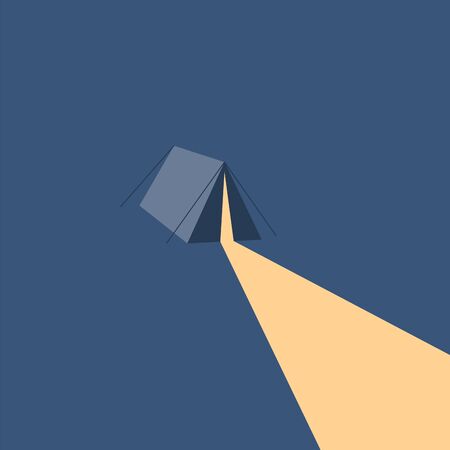 A small blue-colored tent summer camping that serves as a recreational site for children during summer holidays  vector  color drawing or illustrationのイラスト素材