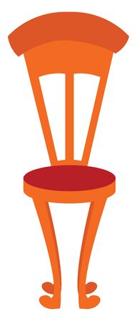 Painting of a brown wooden chair with four legs as a lion's feet  back support  and splat has a circular cushioned seat to provide a comfortable sitting  vector  color drawing or illustrationのイラスト素材