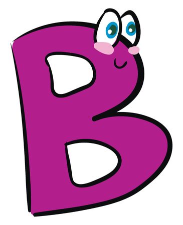 A pink-colored alphabetic creature or figurine  representing the alphabet B with two blue eyes  has a closed smile turning up to the cheek  vector  color drawing or illustrationのイラスト素材