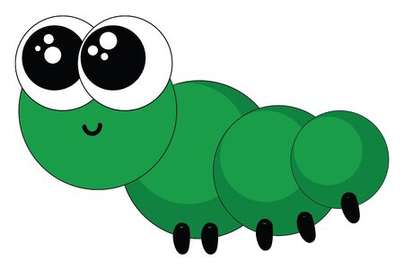 Emoji of a dreamy worm with its bulging eyes crossed is smiling while crawling with its tiny black feet  vector  color drawing or illustrationのイラスト素材