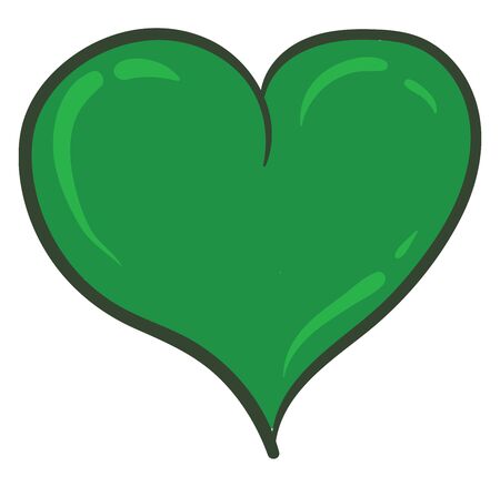 Clipart of a curvy green heart with exclamation marks  considered as the symbol of love  vector  color drawing or illustrationのイラスト素材