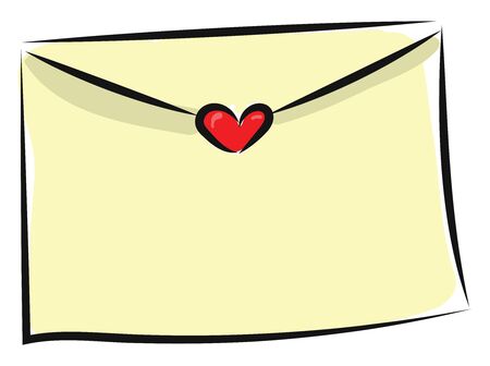 Painting of a letter or envelope sealed with a red heart symbolizes love  vector  color drawing or illustrationのイラスト素材