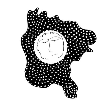 Line art of the face of a woman looking down in despair symbolizes that she has lost someone or something  vector  color drawing or illustrationのイラスト素材