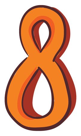 Clipart of the numerical number eight or 8 in red color with a black outline  vector  color drawing or illustrationのイラスト素材