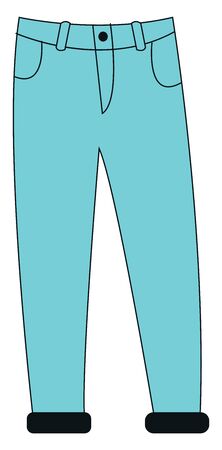 Portrait of a showcase blue-colored pant designed with two front pockets is perfect for high days and holidays  vector  color drawing or illustrationのイラスト素材