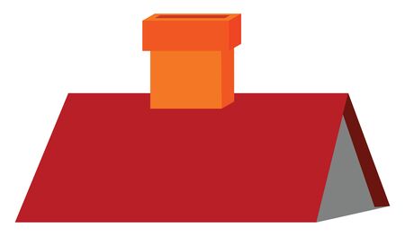 Clipart of a red-colored triangular roof with a rectangular orange-colored chimney to escape the smoke and combustion gases up from a fire or furnace  vector  color drawing or illustrationのイラスト素材