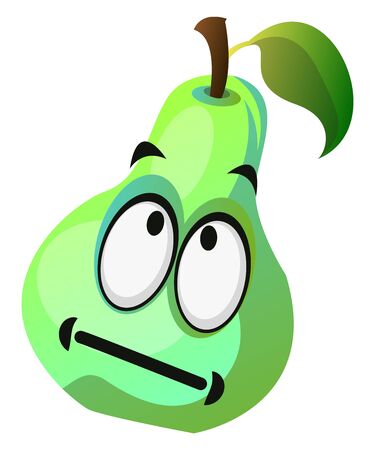 Cartoon pear face not in the mood illustration vector on white backgroundのイラスト素材