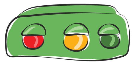 Clipart of the horizontal traffic signal board with three separate light bulbs in red  yellow and green that allows traffic to proceed in the direction denoted  vector  color drawing or illustrationのイラスト素材