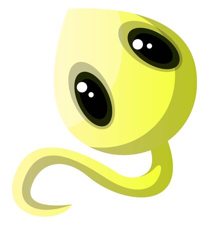 Smiling yellow monster with big cute eyes illustration vector on white backgroundのイラスト素材