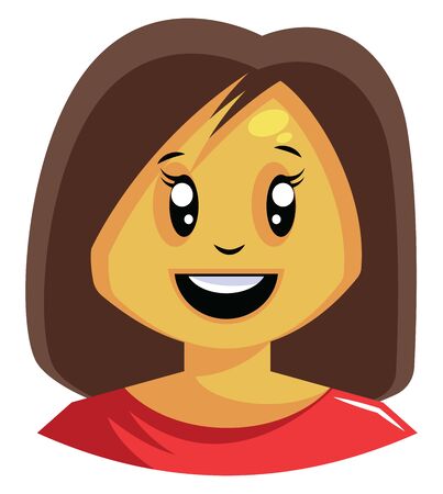 Woman with short brown hair is happy illustration vector on white backgroundのイラスト素材