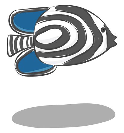 Clipart of the zebrafish with black stripes  which are reminiscent of a zebra's stripes  both pectoral and pelvic fins in blue color  vector  color drawing or illustrationのイラスト素材