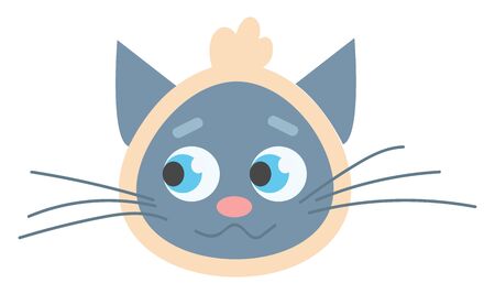Blue cat with scarf headband illustration vector on white backgroundのイラスト素材