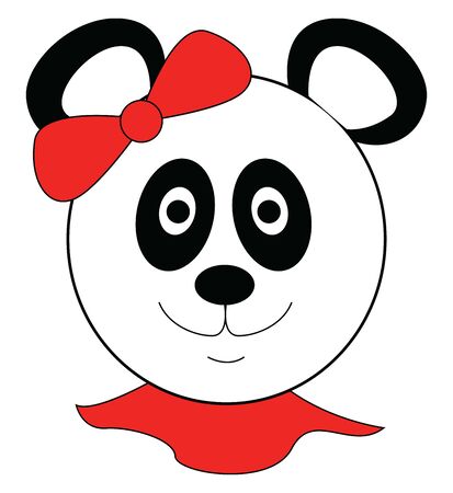 Girl panda bear with red head bow illustration vector on white backgroundのイラスト素材