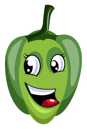 Happy green capsicum illustration vector on white backgroundのイラスト素材