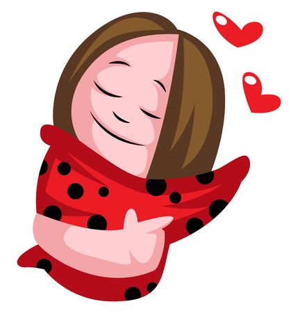 Little teenage girl in love illustration vector on white backgroundのイラスト素材