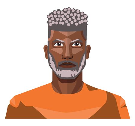 African guy with grey hair and beard illustration vector on white backgroundのイラスト素材