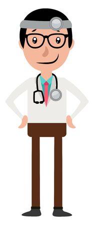 A doctor with a stethoscope around his neck illustration vector on white backgroundのイラスト素材