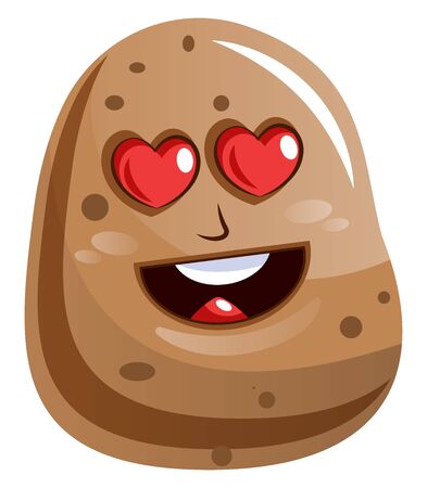Cartoon potato in love illustration vector on white backgroundのイラスト素材