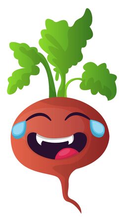 Red turnip is crying with laughter illustration vector on white backgroundのイラスト素材