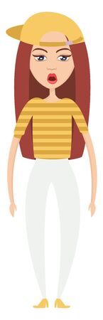 Girl with yellow cap illustration vector on white background
