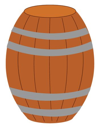 A wood barrel with lot of stripes on it , vector, color drawing or illustration.のイラスト素材