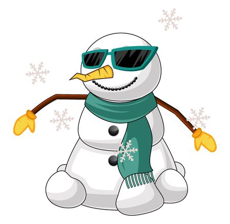 Cool snowman illustration vector on white backgroundのイラスト素材