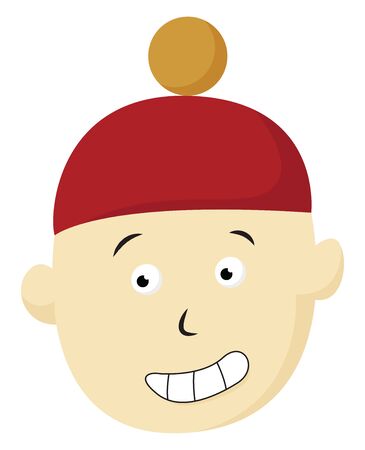 A small boy covered his head with red hat , vector, color drawing or illustration.のイラスト素材