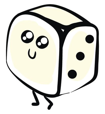 A sketch of a big dice in white colour with a smiley , vector, color drawing or illustration.のイラスト素材