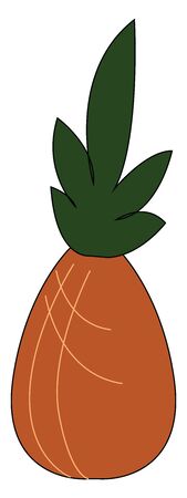 A pineapple in brown colour with green leaves , vector, color drawing or illustration.のイラスト素材