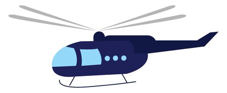 A flying big blue helicopter with large rotary wings, vector, color drawing or illustration.のイラスト素材