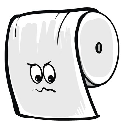 A big roll of angry toilet paper which is unused , vector, color drawing or illustration.のイラスト素材