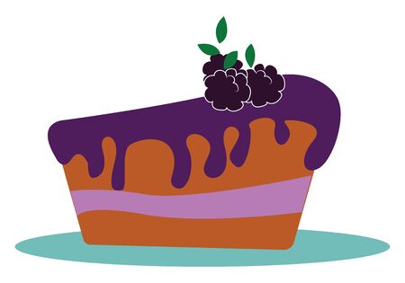 A big berry cake with lot of fresh cherries on it , vector, color drawing or illustration.のイラスト素材