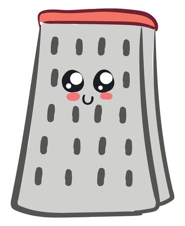 A cute grater in orange colour with small holes on it , vector, color drawing or illustration.のイラスト素材