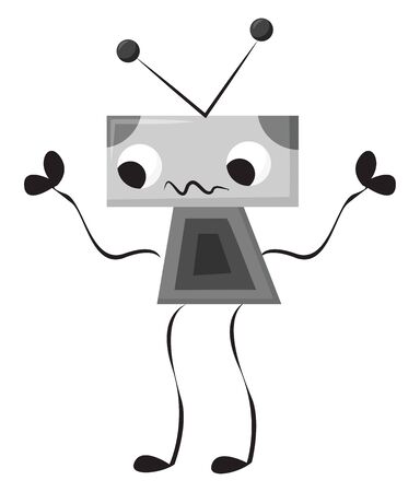 A grey robot with two legs and two hands , vector, color drawing or illustration.のイラスト素材