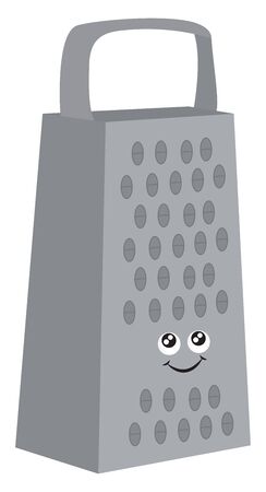 A new silver grater with a happy smiley , vector, color drawing or illustration.のイラスト素材