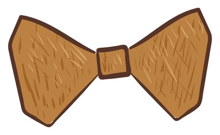 A wooden bow that has a knot tied with two loops, and two loose ends, used as decorative ribbons for costumes, or hairstyles, vector, color drawing or illustration.のイラスト素材