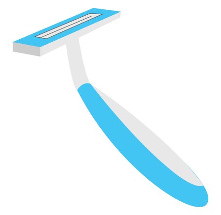 A blue razor with the shaving cartridge, and a trimmer blade, designed to deliver the closest and smoothest shave for human, and elevates the shaving experience, vector, color drawing or illustration.のイラスト素材