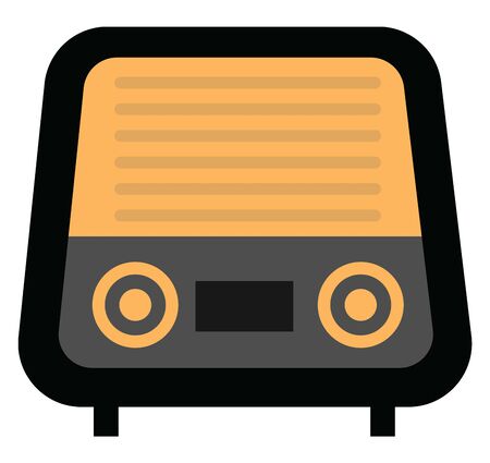 A radio model antique wireless made with craftsmanship, unique and artistic, designed with knobs on the front to start/stop and adjust the volume of the sound, vector, color drawing or illustration.のイラスト素材