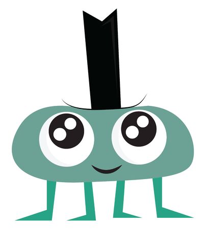 Blue monster with cute eyes and long hat, vector, color drawing or illustration.のイラスト素材