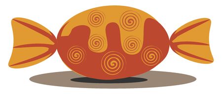 A picture of an orange candy with spiral line design, vector, color drawing or illustration.のイラスト素材
